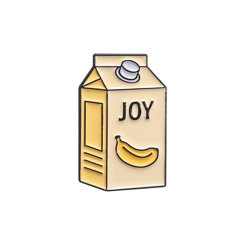 Cute Fruit Juice Enamel Pins Cartoon Boba Milk Tea Silly Goose Drink Box Brooches Lapel Badge Funny Jewelry Gifts Accessories
