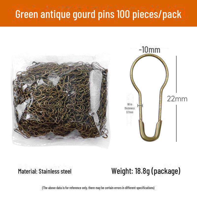 Gourd-Shaped Metal Safety Pins: Iron, Copper, Stainless Steel In Gold, Silver, Black - Clothing Tags/Small Pin Buckles