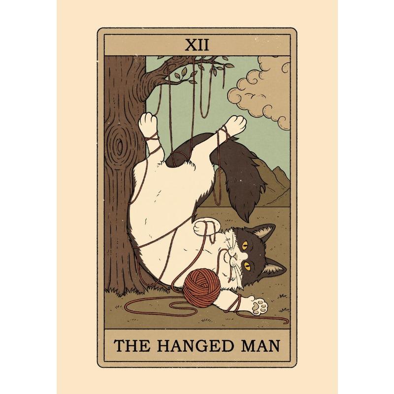 Vintage Mond Kaiserin Sonne Liebe Tod Katze Tarotkarte Poster Leinwandgemälde Wandkunst Bilder Heim Eingang Bar Café Dekor