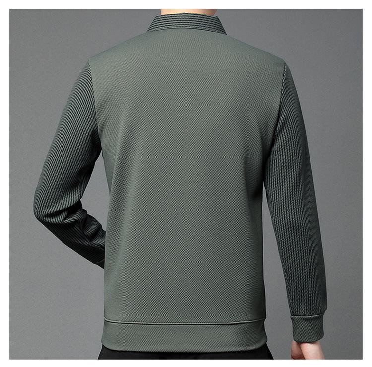 Men's High-End Business Casual Striped Long-Sleeve Polo for Spring & Autumn