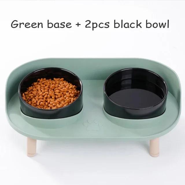 Pet Double Bowls Feeder - Adjustable Height Elevated Design Cat/Dog Food & Water Bowl Dish Essential Kitten Feeding Supplies