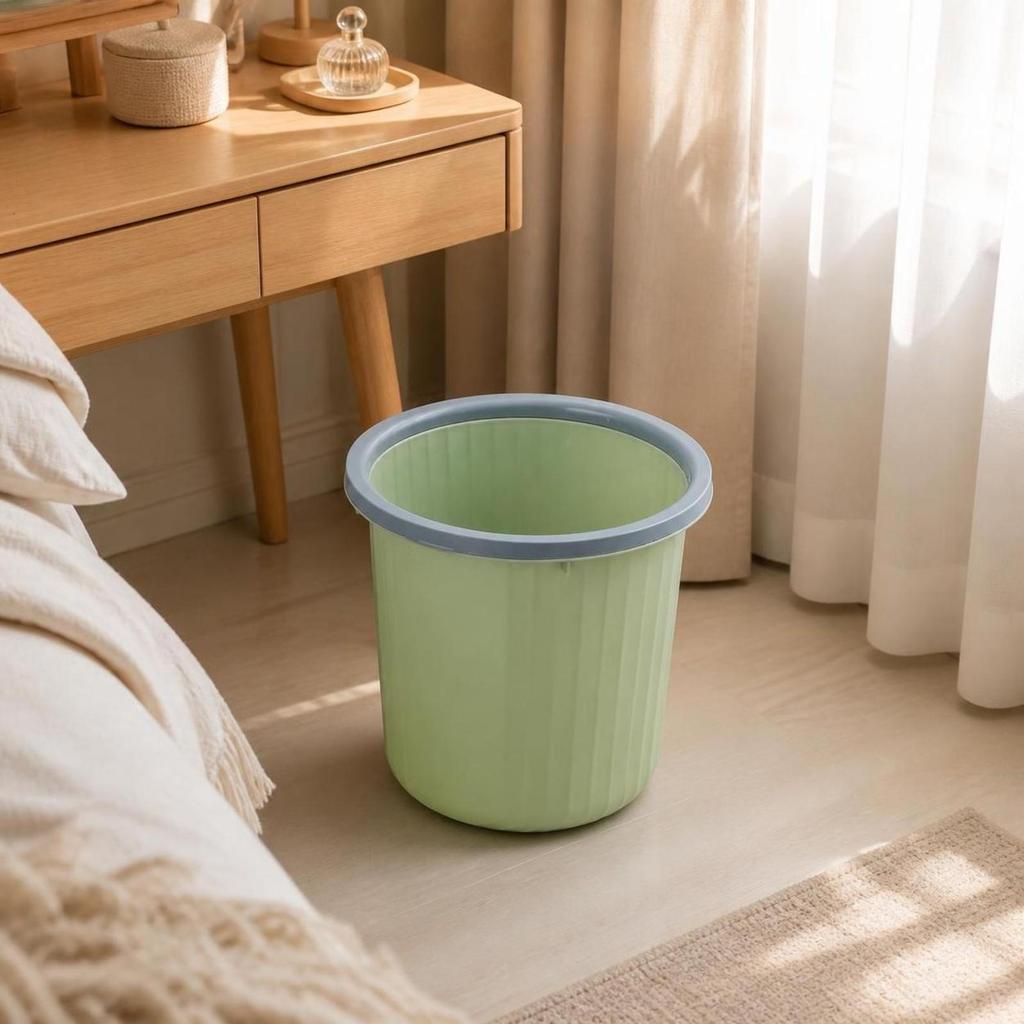 Wastebasket with Retaining Collar Modern Open-Top Waste Bin Low-Profile