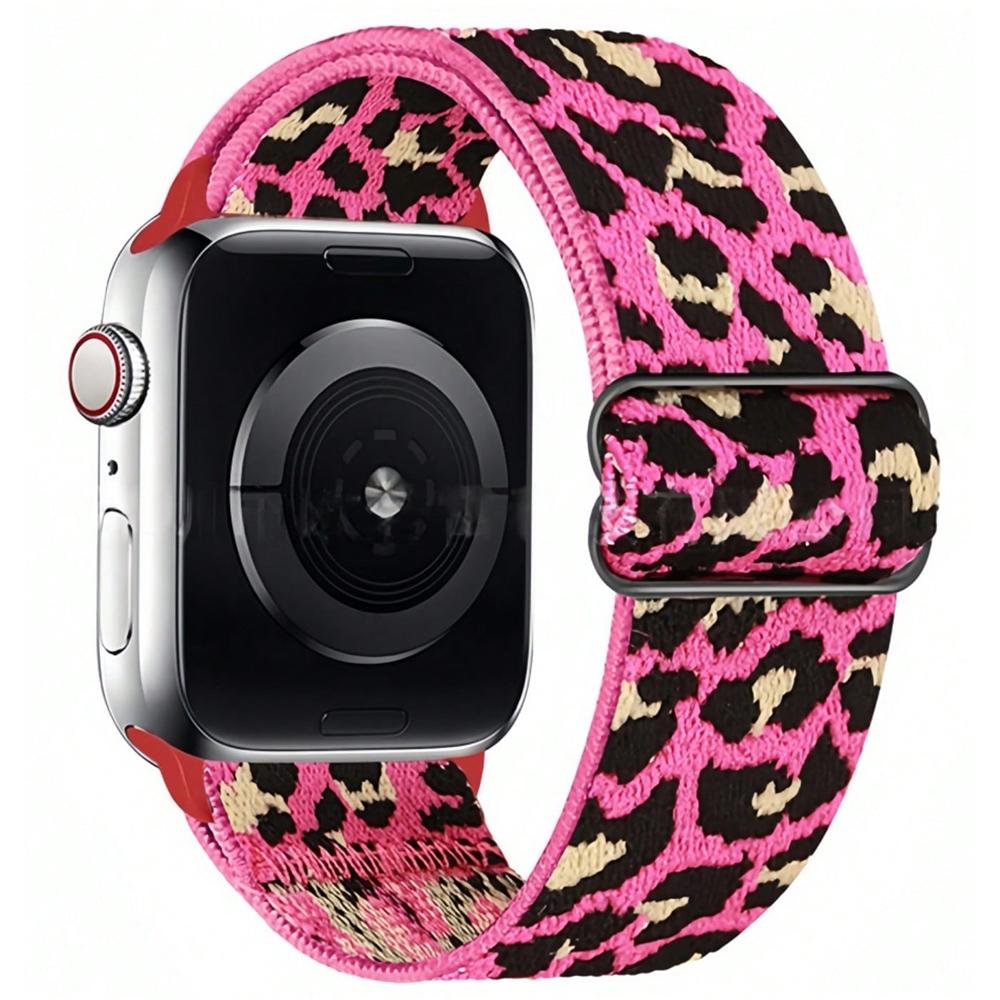 Leopard Nylon Strap for Apple Watch Band Ultra 2 49mm 46 45 44 42 41 40 38mm Elastic Bracelet iWatch Series 10 9 8 7 SE 6 5 4 3