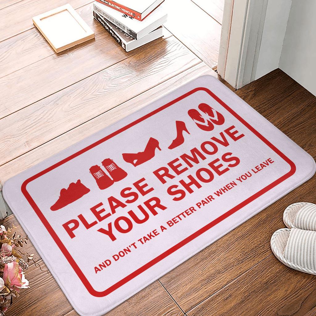 Please Take Off Your Shoes Front Door Mat Anti-Slip Outdoor Absorbent  Doormat Garden Garage Entrance Rug Carpet