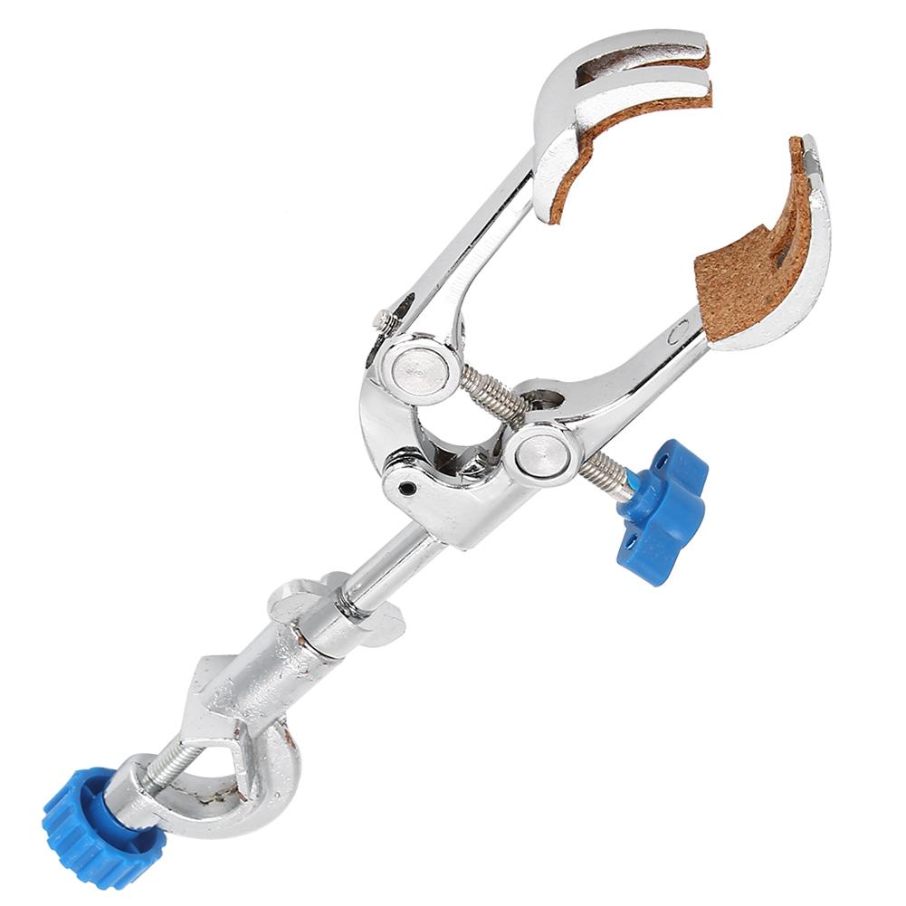 Long Handle Flask Clamp Clip 4 Prong Multifunction Direction Adjustable Laboratory Metal Holder