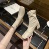 Women's Fashion Chunky Ankle Boots Autumn New Fashion Pointed Toe Square Head Short Thick Zipper Comfortable Non-slip Goth Boots