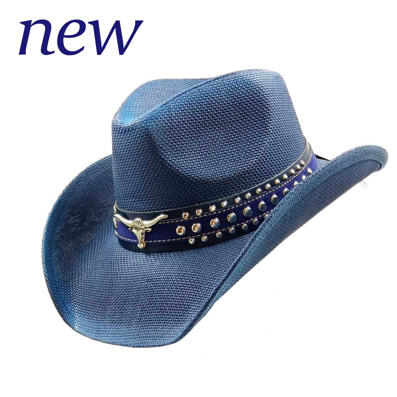 My Extreme Outdoor Activities Women's Blue Navy Western Cowboy Straw Hat Custom Men And Retro Jazz Straw Hat Hollow Hat Sun Hat Sombrero Cowboy 55-58Cm