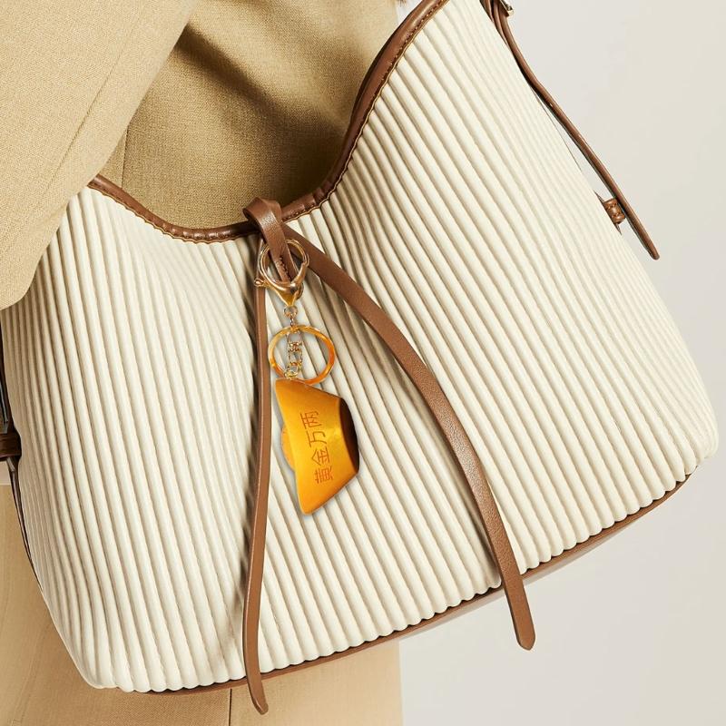 Prosperous Charm Pendant Keychain 2026 Golden Rubber Charm Keyring For Good Fortune Decoration And Daily Wear Use
