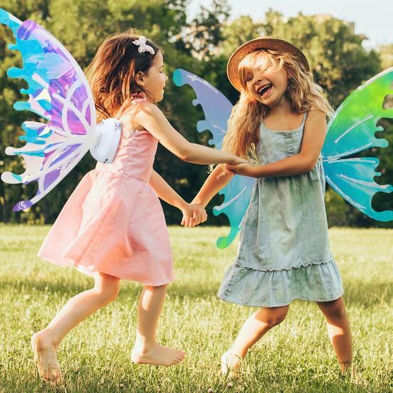 Elektrische Feen-Schmetterlingsflügel mit LED-Lichtern Leuchtende Regenbogenflügel für Mädchen Frauen Rollenspielkostüm für Party Weihnachten