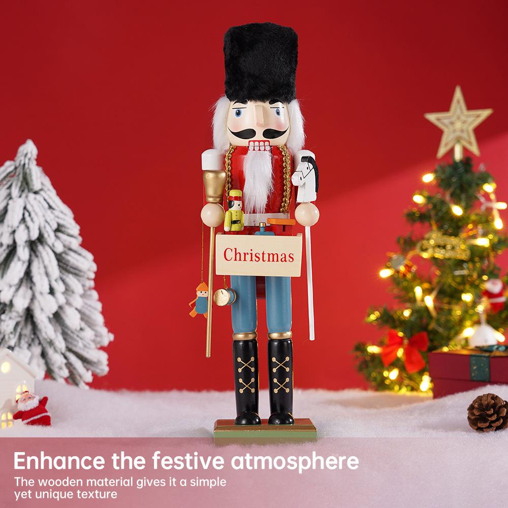 1Pcs 38CM new Christmas Nutcracker Soldier puppets Christmas party supplies Toy Walnut Soldier decorations