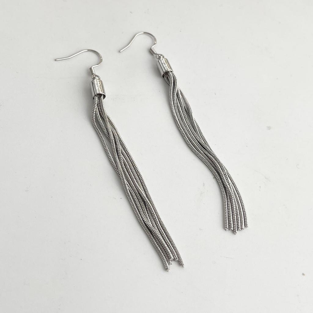 925 Sterling Silber Vintage Ohrringe Für Damen Trendig Einfach Lange Quaste Ohrring Schmuck Allergievorbeugend Partyzubehör
