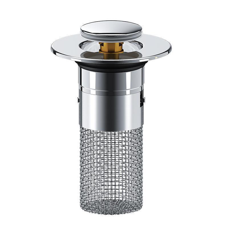 Stainless Steel Push-Type Wash Basin Filter and Deodorant Plug