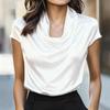 New Style Women's Swing Collar Draping Short-Sleeve Casual Versatile Top
