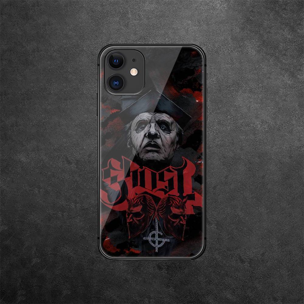 Ghost Rock Band Tempered Glass Phone Case For iPhone Samsung Galaxy Redmi Xiaomi Note S A 16 15 14 13 12 11 20 21 22 23 53 54 Pro Plus Ultra Tpu Cover