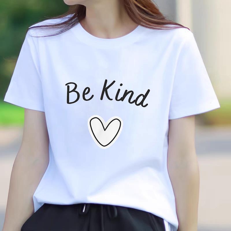Korean Style Printed Summer T-Shirt: Round Neck, Short Sleeve, Trendy Outerwear for Young Women