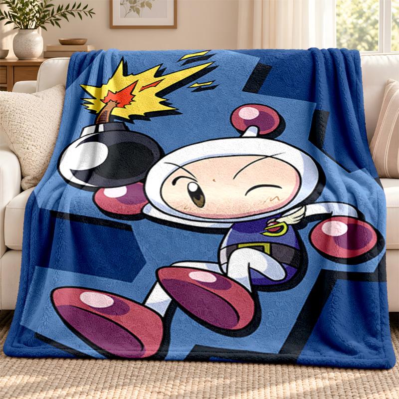 Bomberman Blanket Flannel Blanket Soft Cozy Plush Throw for Sofa Bed Lightweight Home Decoration Outdoor Camping
