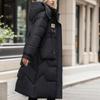 Winter Mid To Long Length Hooded Down Cotton Jacket Women's Thick Over Knee Waterproof Parka Coat Hooded Big Pocket Outercoat