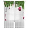 Christmas Tree Leaves Green Red Ball Snowflake Plant Tulle Sheer Window Curtains Living Room Voile Organza Curtains Drapes