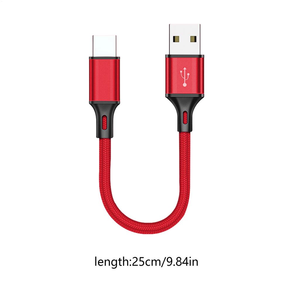 25cm Portable Ultra Short USB Fast Charging Cable For Power Bank MP3 MP4 CameraiPhoneXiaomiOneplus Phone Type C MicroCord