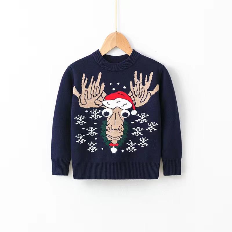 Christmas Boys Girls Sweater Party Pullover Cotton Clothes Kids Autumn Winter Knitwear Top