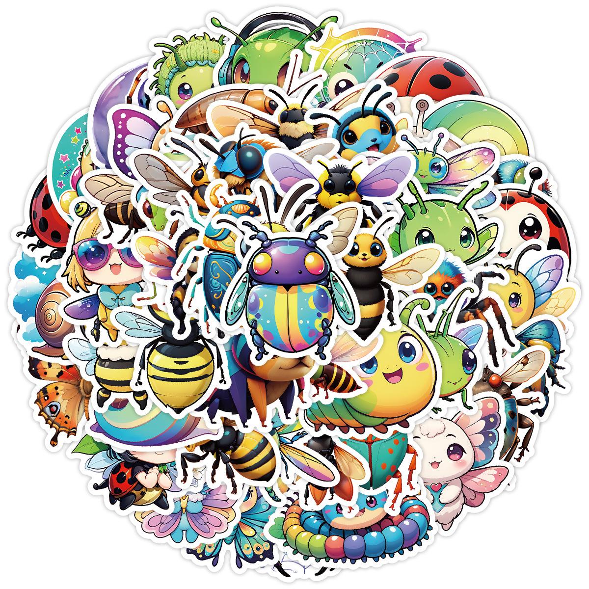 

50 Милых стикеров-граффити из серии «Животные и насекомые», Креативные канцелярские стикеры, Водонепроницаемые декоративные стикеры для стакана с водой