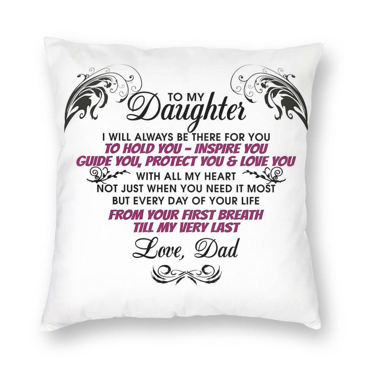 

To My Daughter Square Pillowcase Polyester Linen Velvet Pattern Zip Decorative Throw Pillow Case Bed Cushion Cover 30x30cm