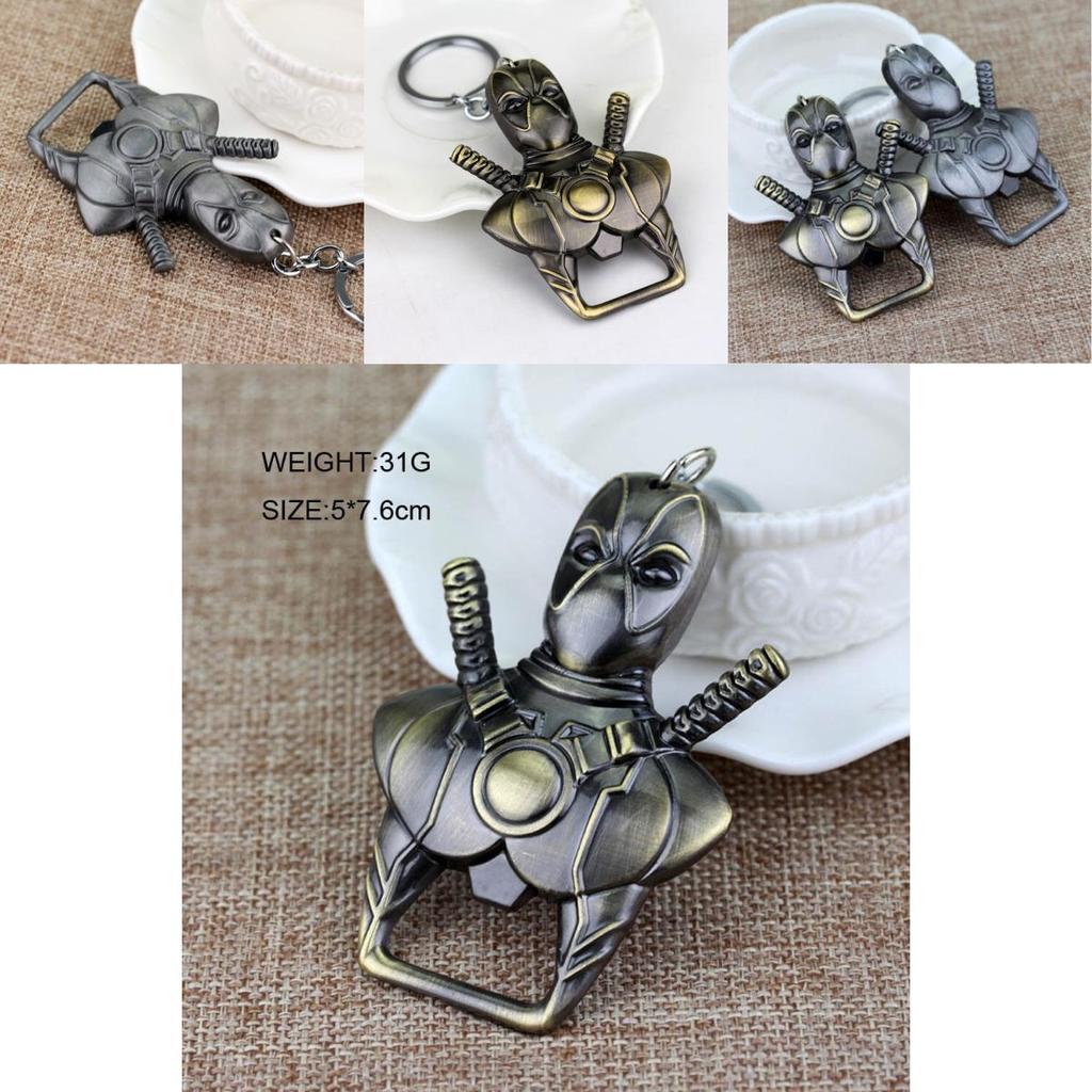 Silver Bronze Marvel Comics Deadpool Logo Metal Bottle Opener Keyring Keychain
