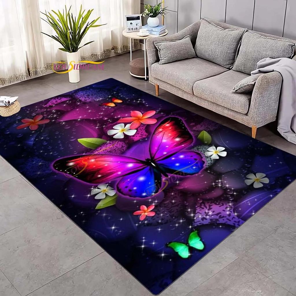 Koberec 3D Daisy Flowers Butterflies Velkoplošné koberce Barevný Butterfly Sunflower Koberec do obývacího pokoje Ložnice Herna Domácí dekorace