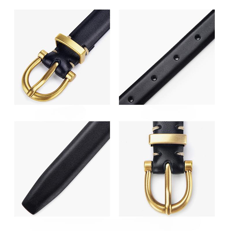 Double-sided Cowhide Women's Belt Online Fashion Hand Sewing Needle Buckle Belt Jeans Belt Women