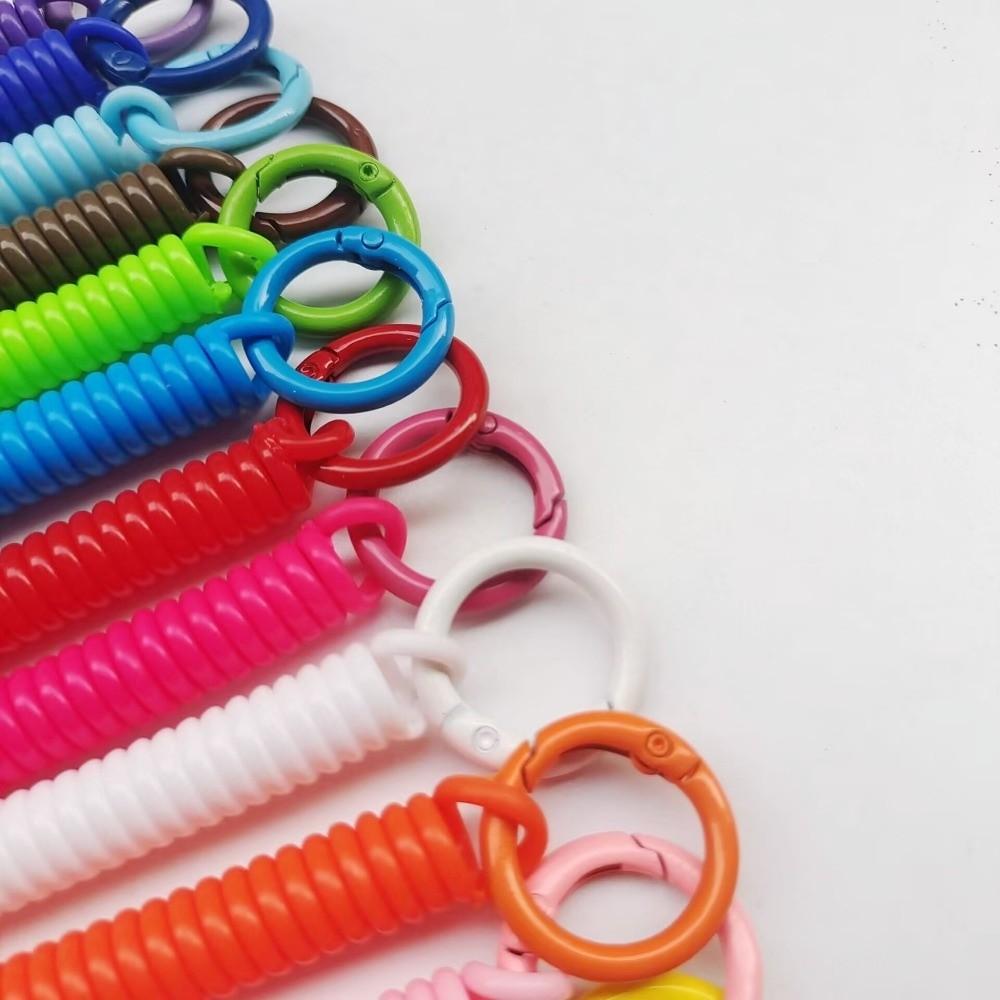 Elastic Straps Spiral Spring Lanyard Retractable Telescopic Spring Key Ring Outdoor