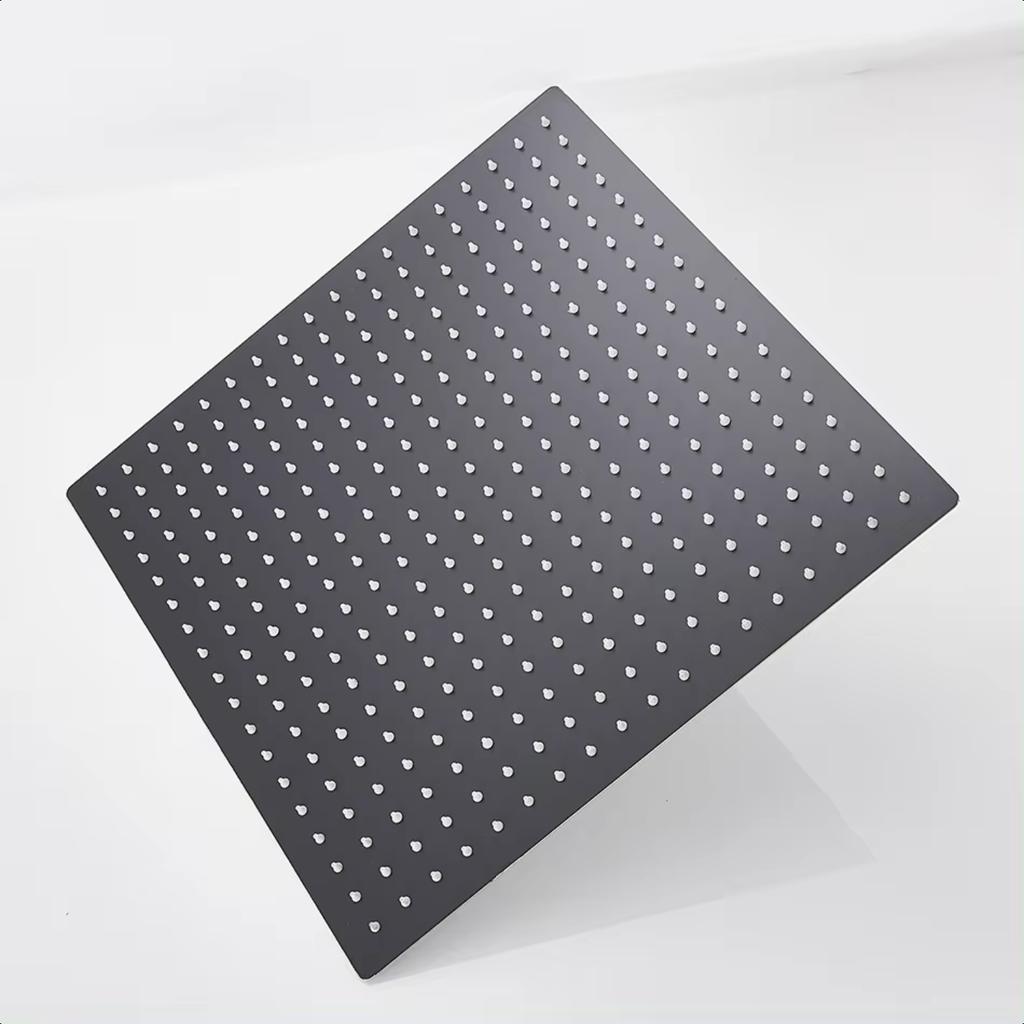 Black 16 Inch Square Rainfall Shower Ultrathin Stainless Steel Shower Chrome Bathroom Top Rain Shower Faucet