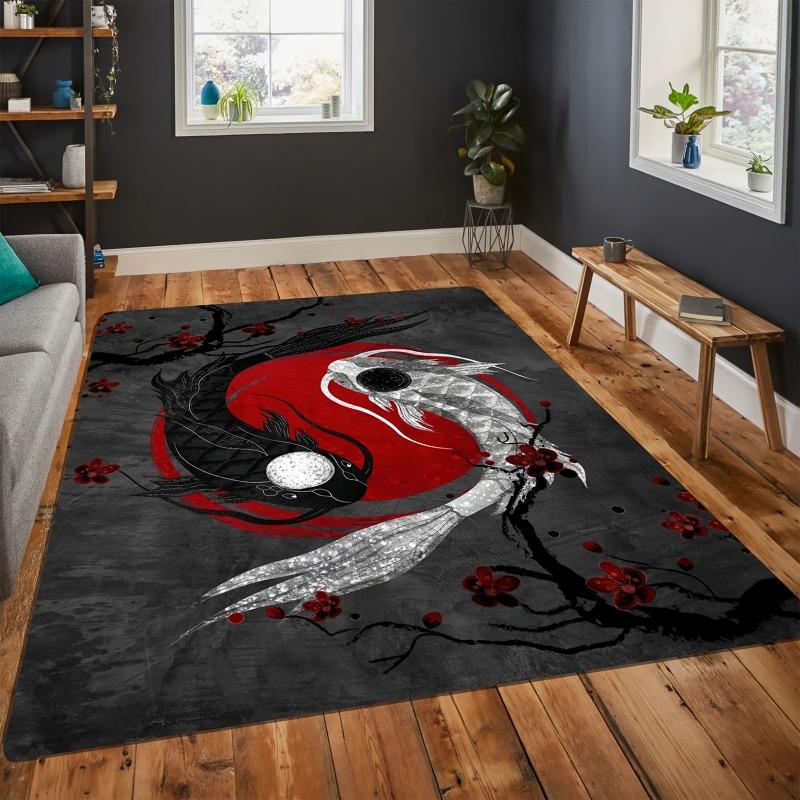 Chinese 3D Tai Chi Bagua Yin Yang Bathroom Mat Anti-slip Long Strip Cushion Bedroon Mat Welcome Doormat for Living Room, Kitchen