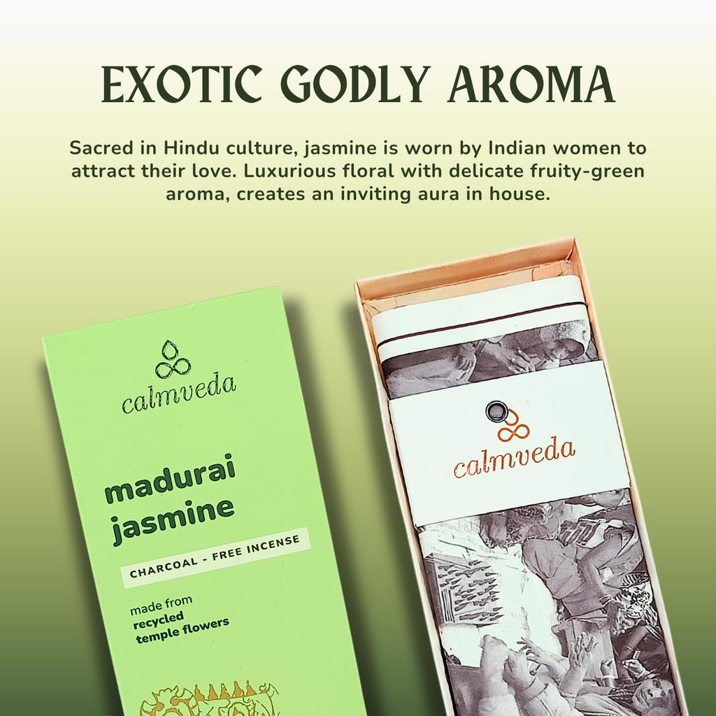 Bâtonnets d'encens Jasmin de Madurai Exotique - Arôme Sensuel 80 Bâtonnets d'encens