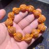 Men's High-Quality Dragon & Brain-Pattern Peach Pit Bracelet with Wenge Beads