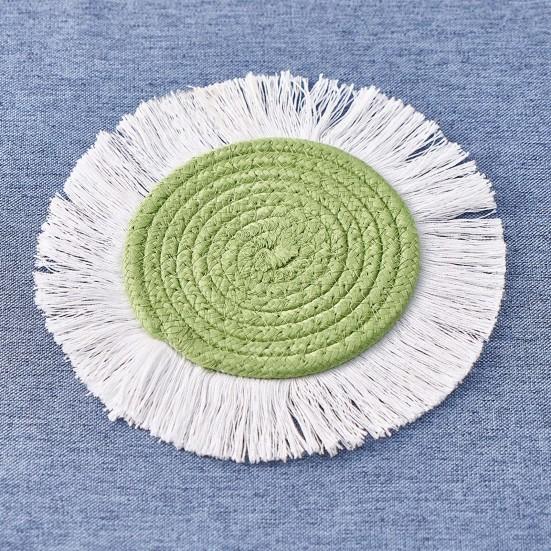 Cup Mat Highly Absorbent Braided Drink Coaster Solid Color Heat-Resistant Reusable Woven Coaster Cup Pad