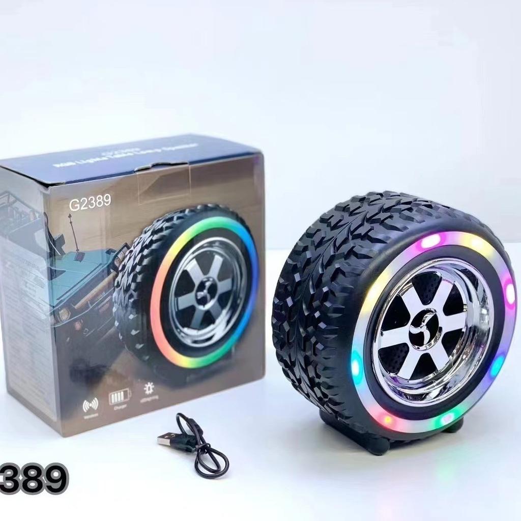 G2389 Tire RGB Bluetooth Speaker Portable Multi-function Subwoofer Outdoor TWS Card