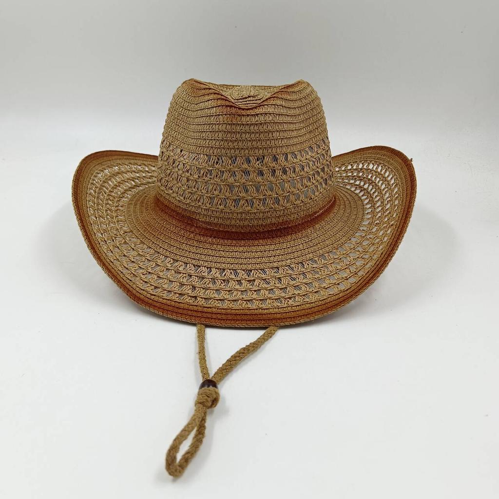 Nuevo sombrero de paja de vaquero occidental unisex estilo nacional sombrero jazz sombrero para el sol sombrero de sol para exteriores sombrero casualNuevo sombrero de paja de vaquero occidental unise
