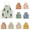 Flowers Pattern Kitchen Sleeveless Aprons Linen Bib Household Men Women Antifouling Clean Cooking Baking Waist Bib