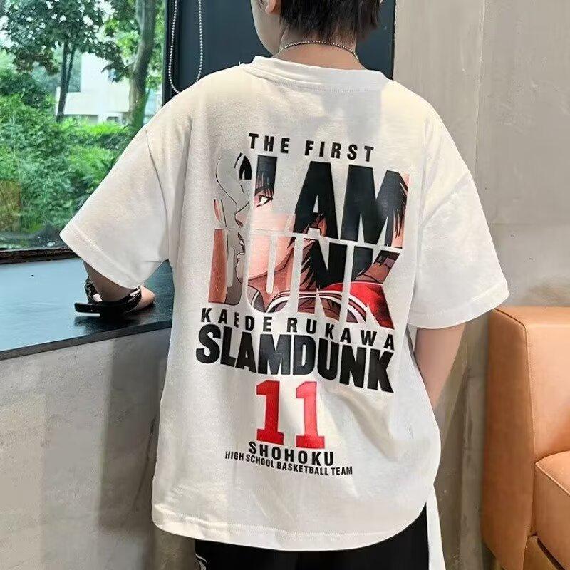

Boys 2024 Summer Short-Sleeved Slam Dunk T-Shirt for Kids 130 cm белый