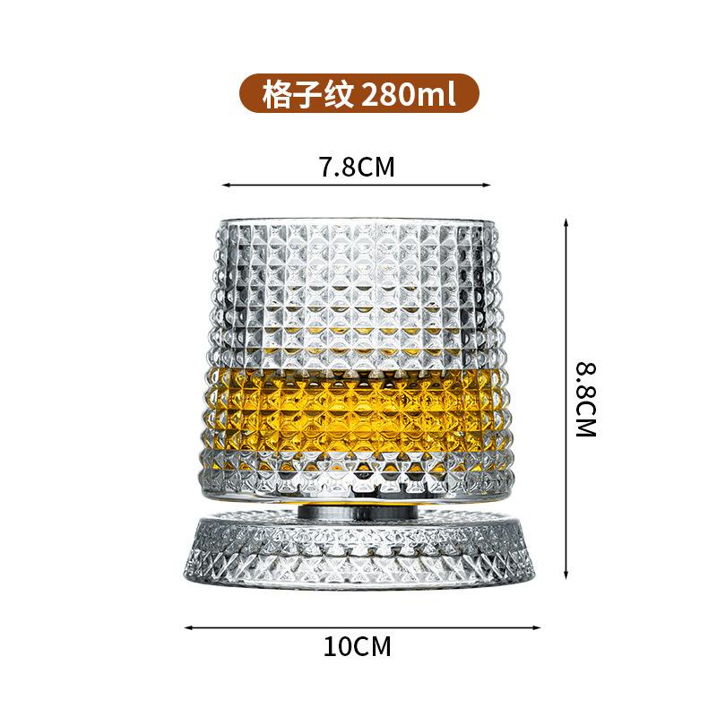 Crystal Rotating Whisky Tumblers Cocktail Whiskey Glasses Bar Drinkware for Bourbon & Scoth & Vodka, Whiskey Drinks Etc