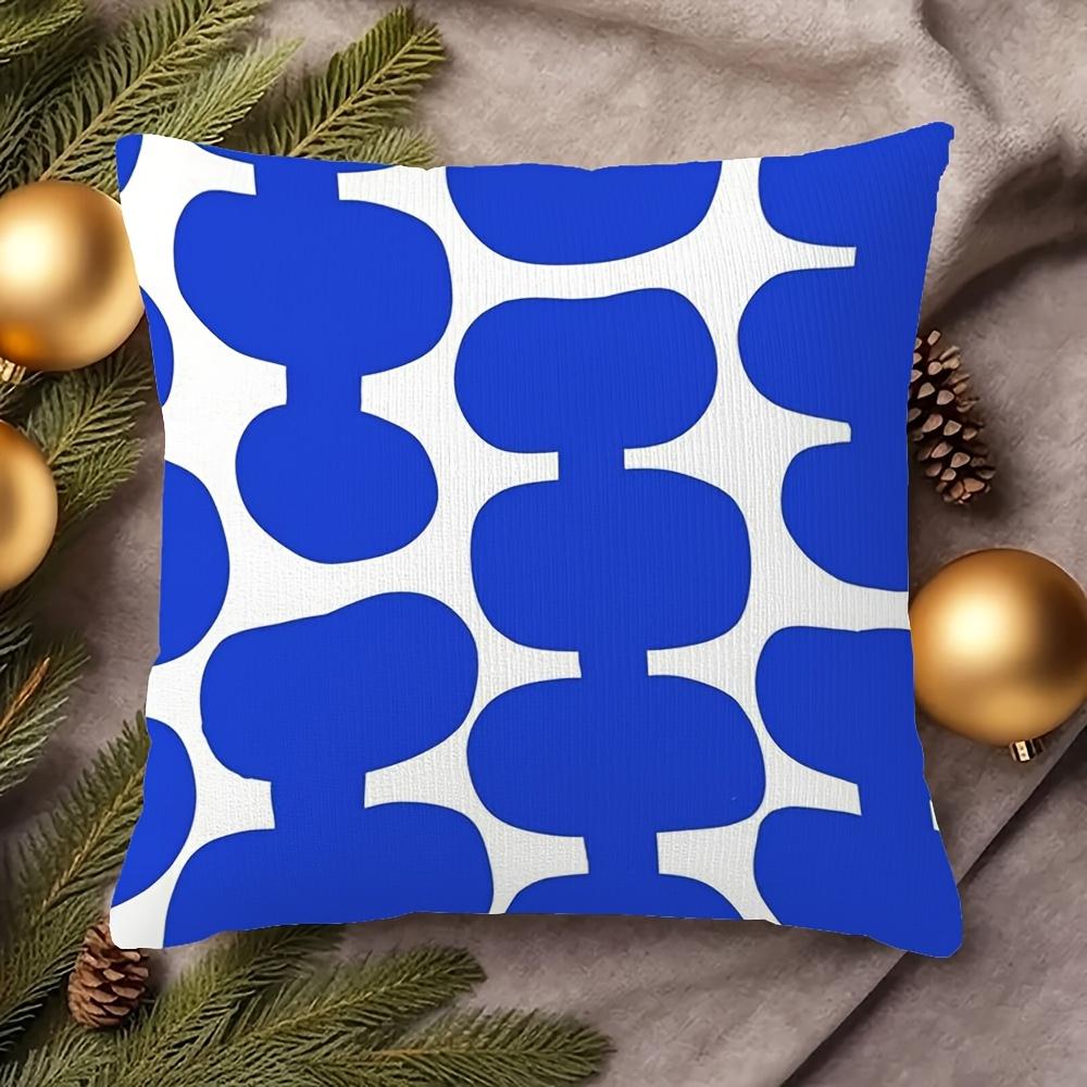 1 Pezzo Federa Cuscino Geometrica Astratta Blu Intenso, Federa Cuscino in Poliestere Stampa 2D Double-Sided, Federa Cuscino Decorativo Moderna Mid-Century