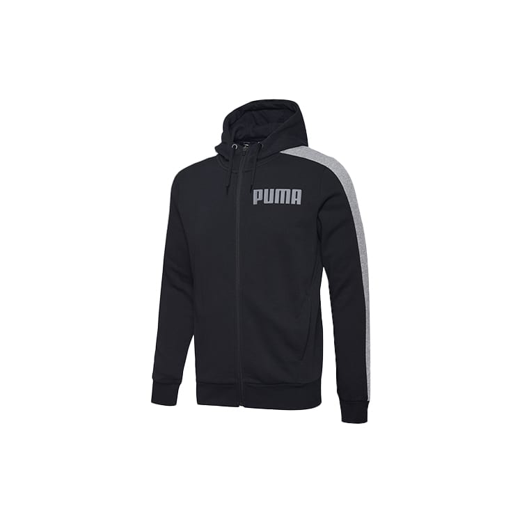 Puma Sweatshirts Men's Black Hooded Moderate Cardigan 845162-01