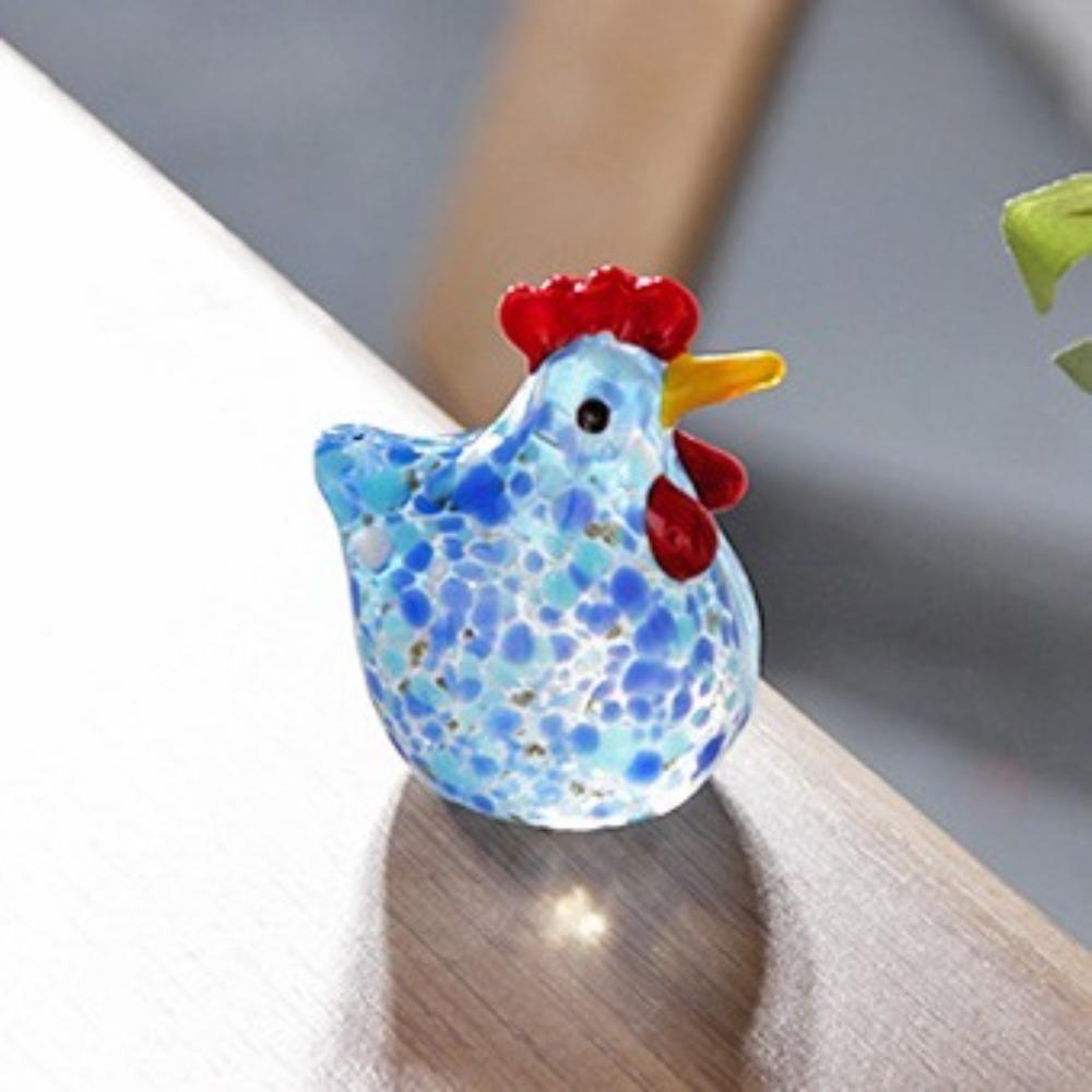 Hand Blown Crystal Rooster Statues Mini Cock Miniatures Cute Glass Chicken Figurines  Living Room