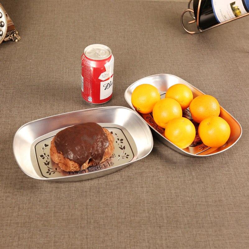 Random Pattern 1 Fruit Plate Snack Plate Tinplate European Retro Restaurant Dried Fruit Dinner Plate Metal Outdoor Picnic Tools