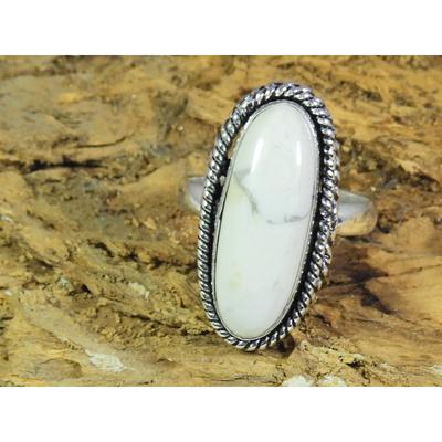Natural Howlite 925 Solid Sterling Silver Ring Size US-8 PG-138