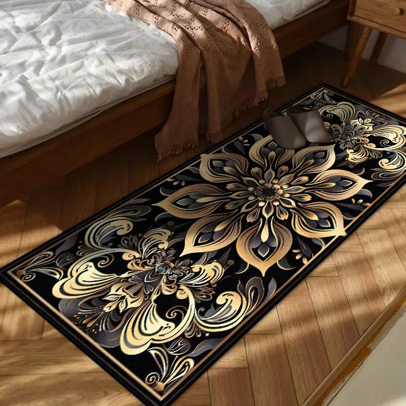 

Европейский стиль Черный Золотой Ковер для спальни Прикроватный Декор гостиной Домашний Длинный Ковер Моющийся Нескользящий Плюшевый Коврик для пола Мягкий 60*160cm