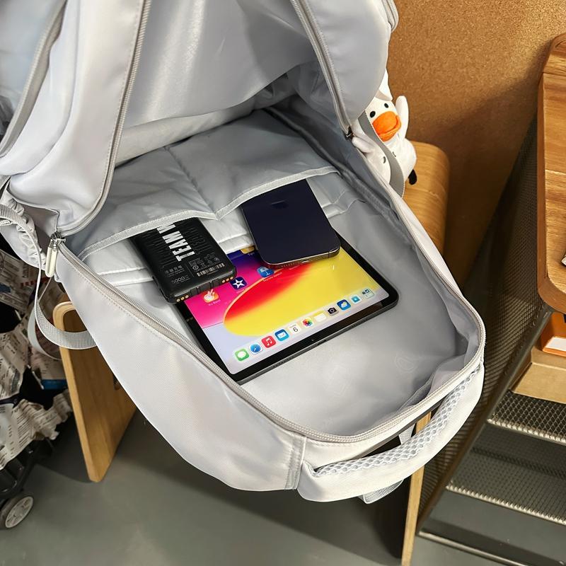 Large Capacity Backpack Men's Travel Backpack Solid Color Student Schoolbag