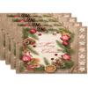 Christmas Linen Placemats Table Decoration Printed Placemat Non-slip Heat Insulation Anti-scald Pads Kitchens Accessories