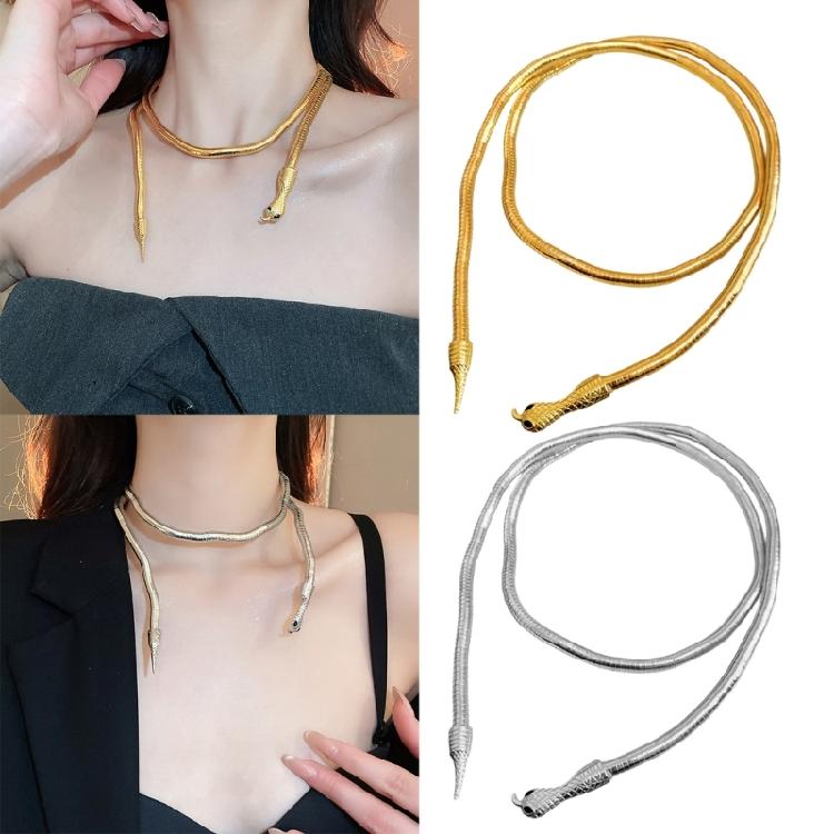 Fashionable Gold/Silver Snake Necklace Versatile Snake Necklace Neck Chain With Two Wearing Options For Chic Outfits