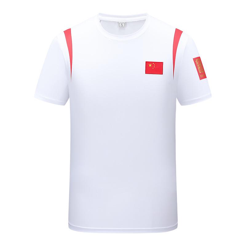 Chinese Team Quick-Dry Martial Arts  Sports Training T-Shirt: Breathable, Sweat-Absorbent, Short Sleeve, Round Neck for Students  Athletes. Children 130 cm